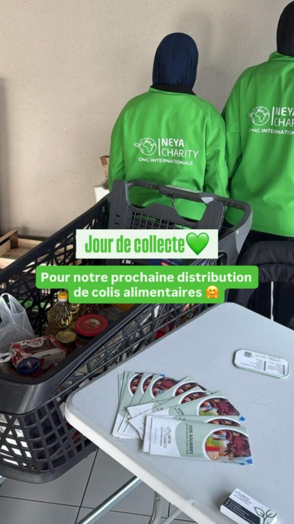 Bénévoles NEYA Charity en jour de collecte, avant la distribution de colis alimentaires